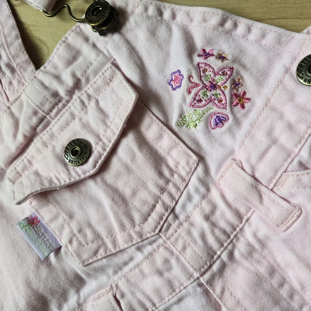 Vintage 1990s Carter's pink embroidered floral overalls